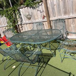 Vtg Wrought Iron Victorian Woodard Style Green Patio Garden Rocking Chair Salterini