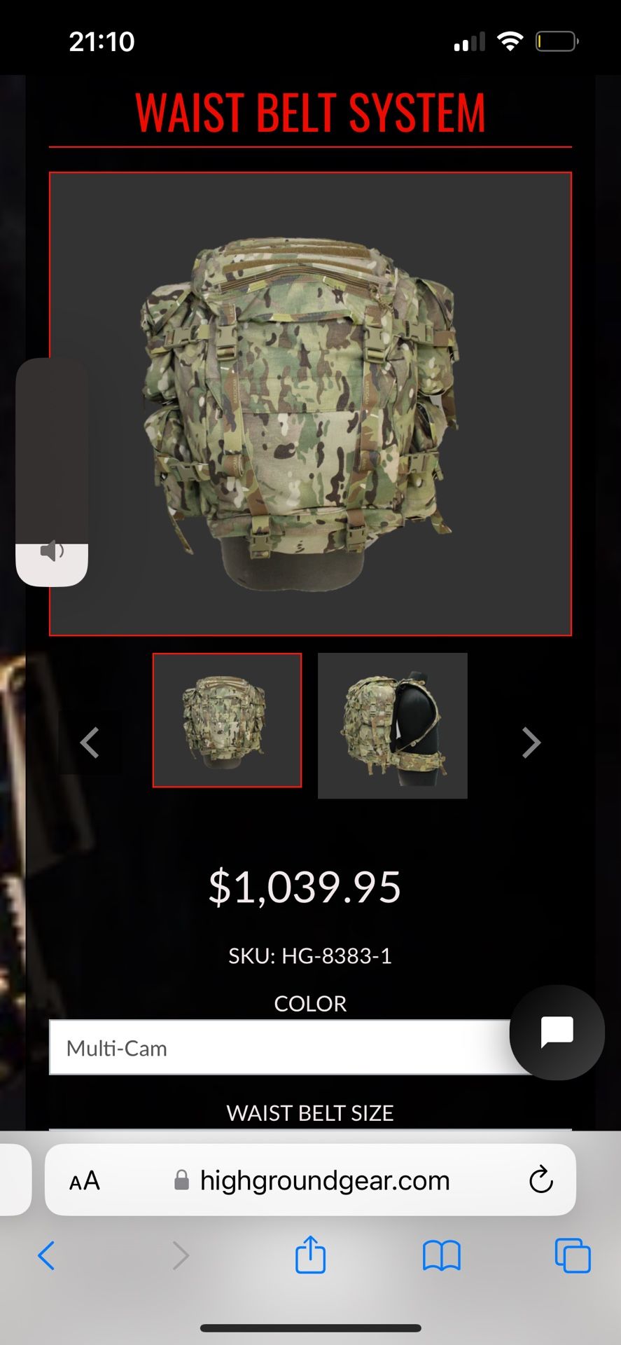HG Summit  5 Pack With QR Waist Belt 