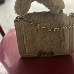 Tan fluffy purse