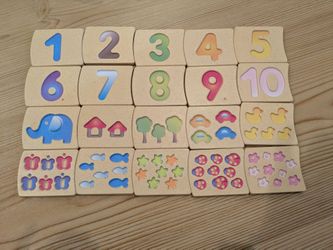 Wooden Number & Counting Matching Tiles – Kids Learning Toy