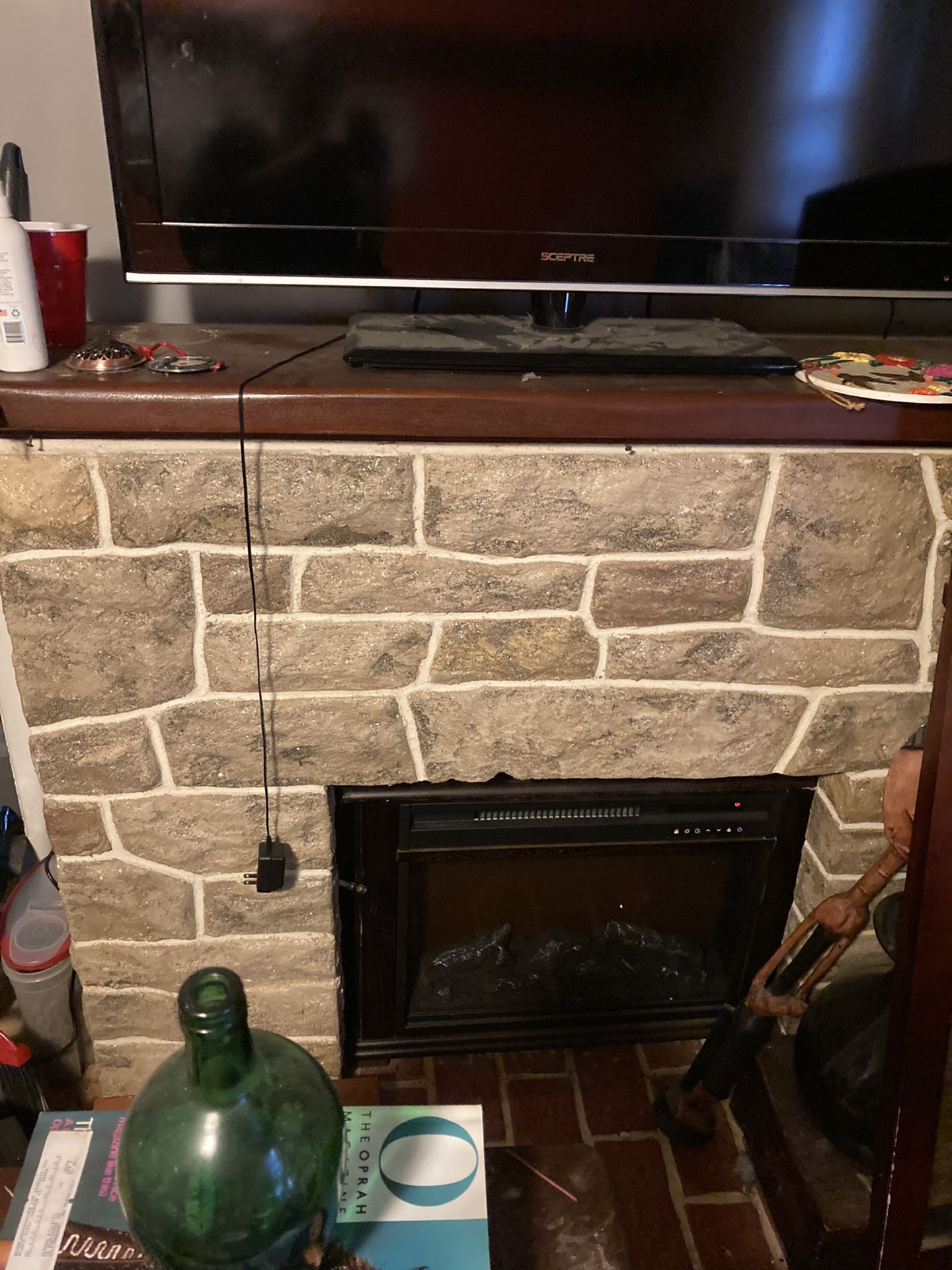 Real stone fireplace