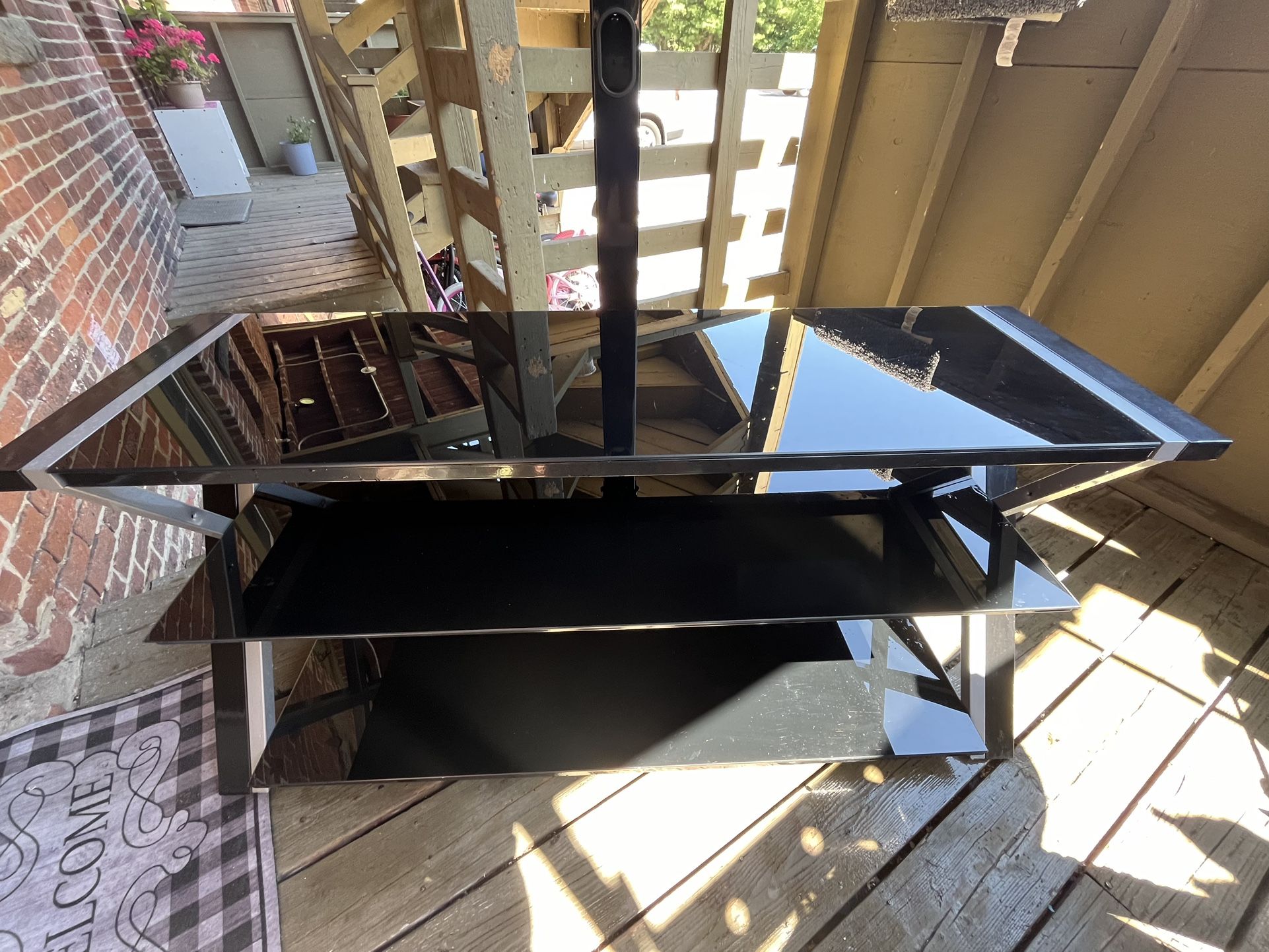 TV Stand With Glass Shelves