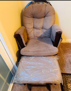 Angel Line Windsor Glider and Ottoman, Espresso Finish with Chocolate Cushions 