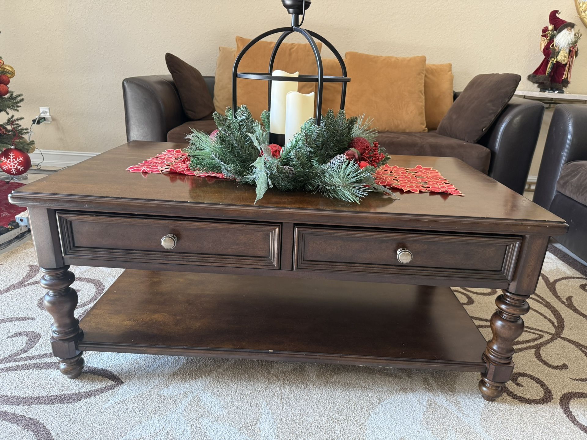 Brown And Beige Living Room Set And Coffee Table
