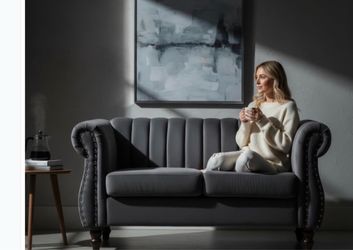 Modern Chesterfield Couch with elegant rolled arms
