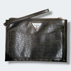 Guess Black/Silver Women’s Leather Wallet Coin Wristlet EUC