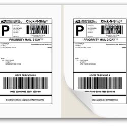 11x8.5” Half Sheet Self Adhesive Shipping Labels for Laser & Inkjet Printers, 100 Count