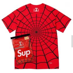 ✅Supreme Hanes 2-pack Spider-Man shirt red size M