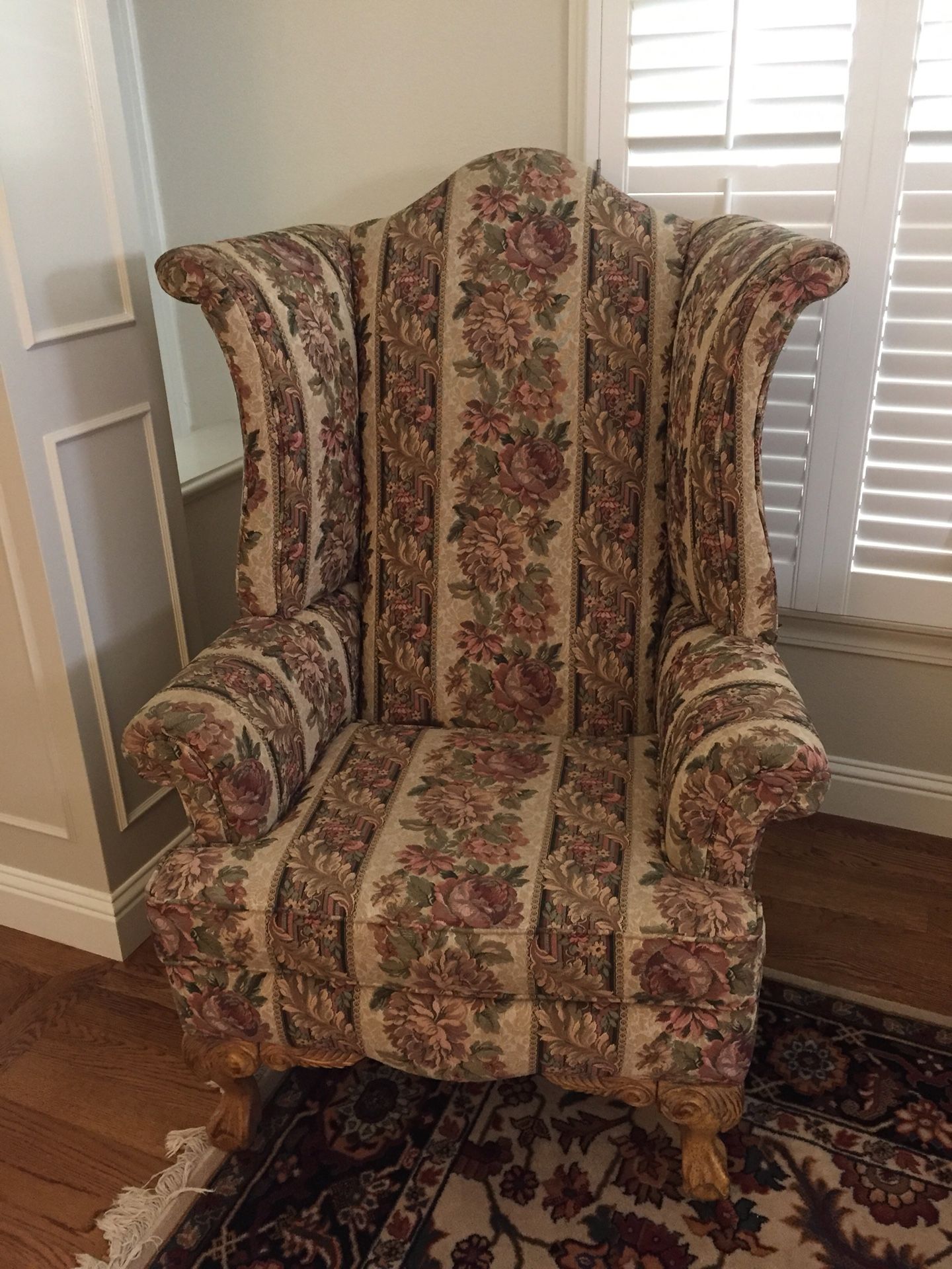 Set of 3: Brown/beige floral print fabric sofas