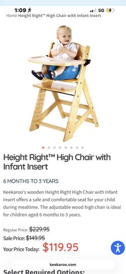 Keekaroo Wood Child Infant Toddler High Chair 6 Months To 3 Years Old