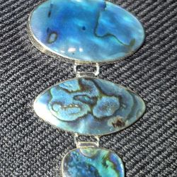 Beautiful Blue Abalone Shell Pendant Set In Sterling Silver