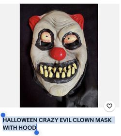 HALLOWEEN CRAZY EVIL CLOWN MASK WITH HOOD