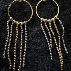 10k tri-color gold ear rings vintage