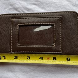 Brown Faux Leather ID Card Holder