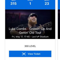 4 Tickets. First Row/aisle Section 315!! Luke Combs 