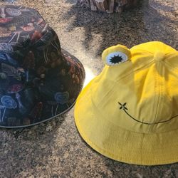 Frog Bucket Hat and Mushroom Bucket Hat