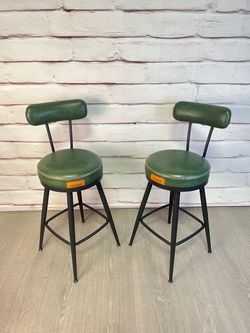 Vasagle Ekho Collection Forest Green Pleather Barstools 2pc
