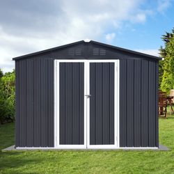 Metal garden sheds 12ft×10ft outdoor storage sheds Dark-grey