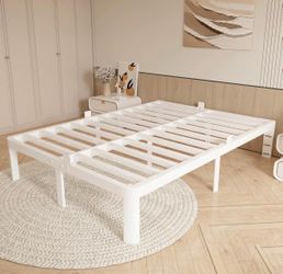 FULL 14” WHITE BED FRAME HEAVY DUTY WITH ROUND FRONT LEGS👇CROSSROADS 👇