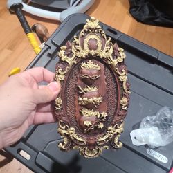 Three Sacred Hearts of the Holy Family Wall Hanging Wooden Art work