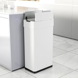 16 Gallon Automatic Trash Can, Stainless Steel Motion Sensor Garbage bin, Smart Trash Can W/Butterfly Lid, Bag Retainer Ring and Display Light for Liv