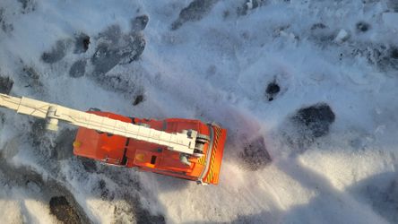 Orange Big Toy Crane Truck With Operable Crane To Lift Things