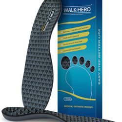 Walkhero Plantar Fasciitis Inserts - Arch Support Orthotic Insoles for Flat Foot and Foot Pain, Everyday Comfort and Support (Mens 7-7 1/2 | Womens 9-