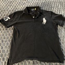 Polo Ralph Lauren big pony custom slim fit mesh polo shirt black mens size m