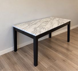 Marble Top Table with Black Legs