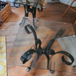 Wrought Iron gGlass End Tables (2/Set) - $25/Each