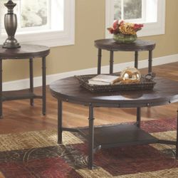 Signature Design by Ashley Sandling Living Room Table Set  Includes Coffee Table with 2 side tables 