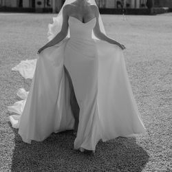 Detachable Skirt Satin Wedding Gown