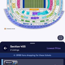 2 Tickets To Rams Vs 49ers Sofi Section 455