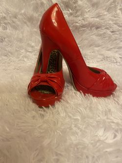 Red heels open toe size 9