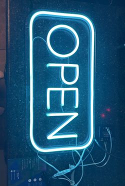 Neon LED Ice Blue Open Sign