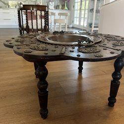 Antique 19th Century Carved Spanish Brass Brasero Table. 