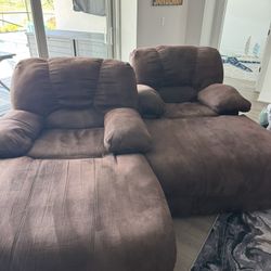 2 Brown Super Cozy Over Sized Recliners