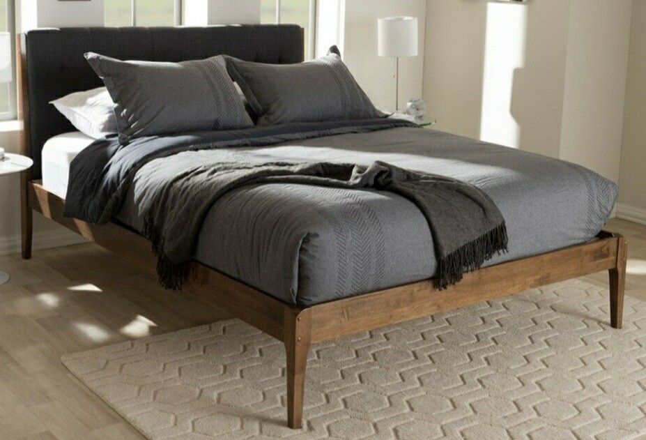 Baxton Studio Clifford King Platform Bed SW8065-Grey/Walnut-M7-king