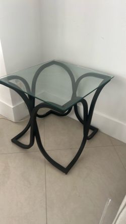 Glass metal side table