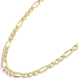 14K Solid Yellow Gold Filled Figaro Chain Necklaces - Unisex