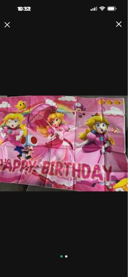 Princess peach from Mario brother Banner, Party supplies