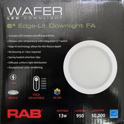 Pack Of 6 Wafer Led Downlight (6” Edge -lit Downlight Fa ) White 
