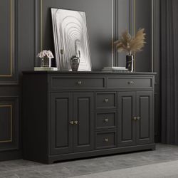 Sideboard Credenza with Doors and Shelves, Credenza Sideboard Buffet with Drawers black $150 