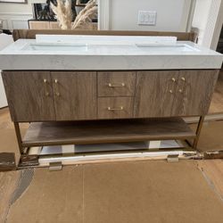 Alistair 60'' Double Bathroom Vanity with Engineered Stone Top