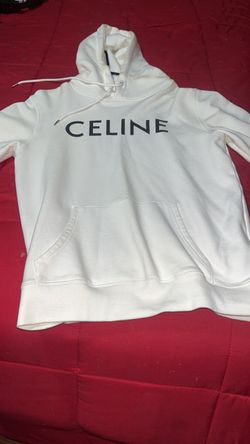 Celine Logo Hoodie White