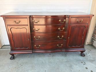 Antique Mahogany Buffet Sideboard with Brass Hardware