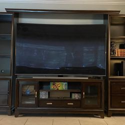 Dark Wood 4-Piece Tv Stand