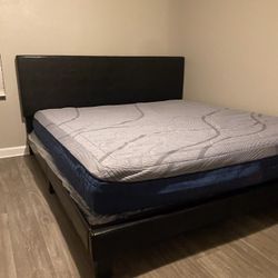 Queen Gorgeous Brown PU Leather platform’s Bed & Mattress  Combo 