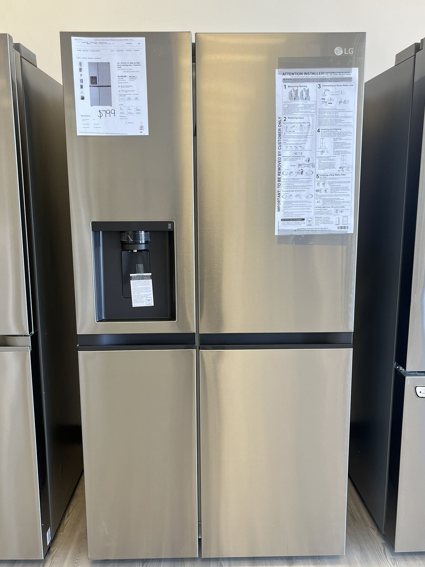 LG - 27.6 Cu. Ft. Side-by-Side Smart Refrigerator - Stainless Steel