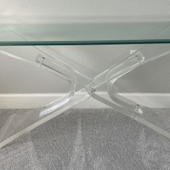 70's Modern Glass & Lucite Console Butterfly Table. Beveled